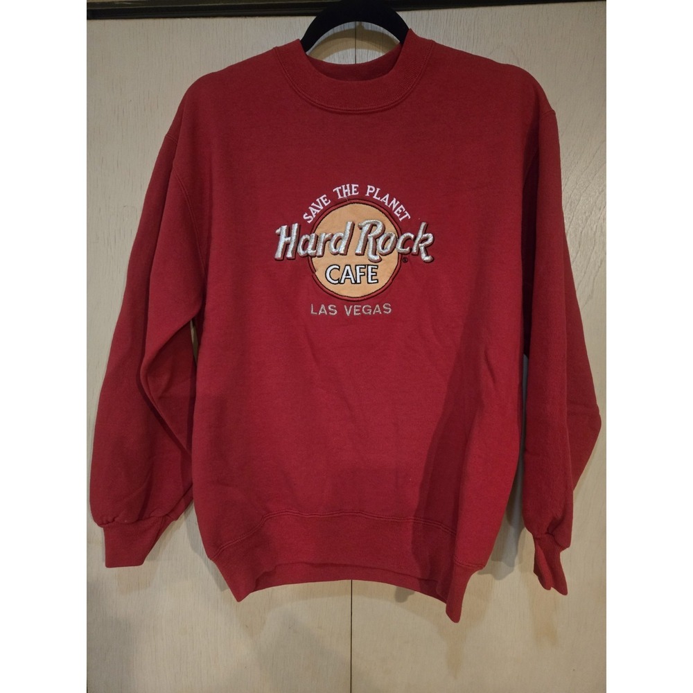 Las Vegas Vintage Hard Rock Cafe Red Crewneck Sweatshirt Vintage M Jerzees USA